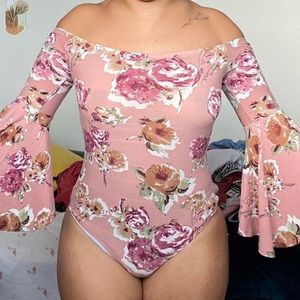 Acai off the shoulder floral body suit